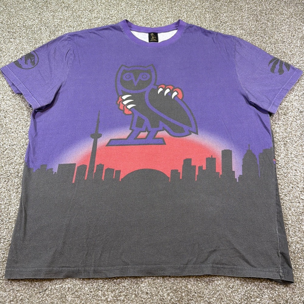OVO Toronto Raptors NBA Basketball Shirt XL Purple Black Red Extra Large Skyline